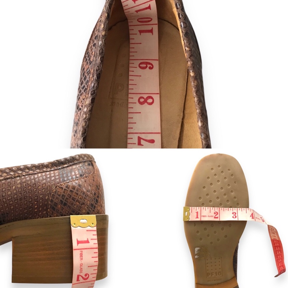 PF16 Paola Ferri Leather Chunky Block Heel Snakeskin Python Loafers EU 40 / US 9 - Picture 14 of 16